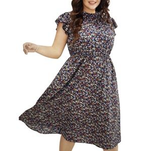Bloomchic Womens Plus Size Floral Print Short Sleeve Knee Length Mini Dress 14